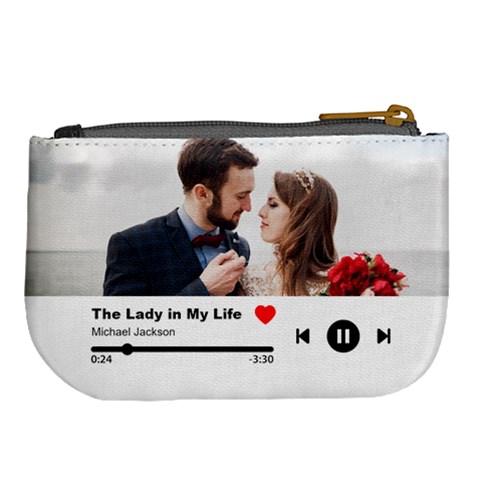 Personalized Love Song Photo Couple Lover Name Large Coin Purse By Joe Back