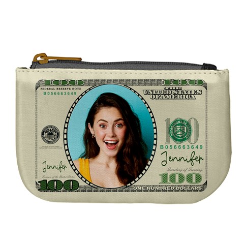 Personalized Photo Us Dollar Name Any Text Large Coin Purse By Joe Front