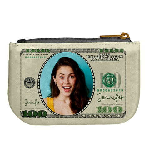 Personalized Photo Us Dollar Name Any Text Large Coin Purse By Joe Back