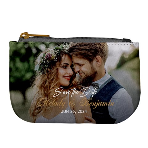 Personalized Save The Date Wedding Couple Photo Name Large Coin Purse By Joe Front