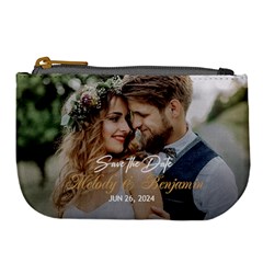 Personalized Save the Date Wedding Couple Photo Name Large Coin Purse