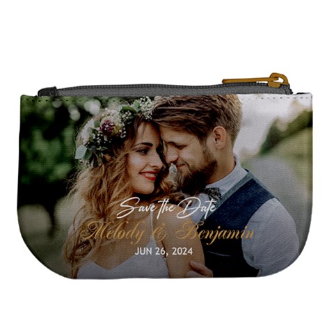 Personalized Save The Date Wedding Couple Photo Name Large Coin Purse By Joe Back