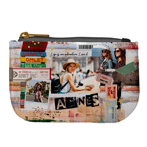 Personalized Life Adventure Style Travel Collage Photo Name Large Coin Purse By Joe Front