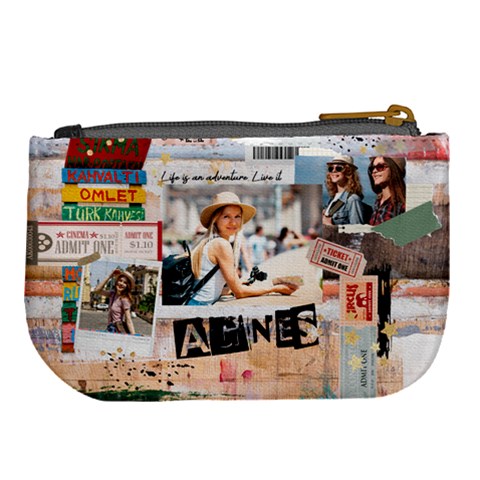 Personalized Life Adventure Style Travel Collage Photo Name Large Coin Purse By Joe Back