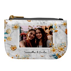 Personalized Oil Painting Floral Marble Texture Photo Name Any Text Large Coin Purse