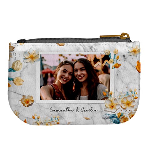 Personalized Oil Painting Floral Marble Texture Photo Name Any Text Large Coin Purse By Joe Back