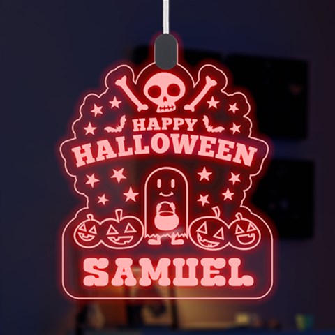 Personalized Happy Halloween Name Any Text Led Acrylic Ornament By Joe Front