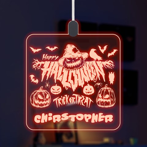 Personalized Happy Halloween Name Any Text Led Acrylic Ornament By Joe Front