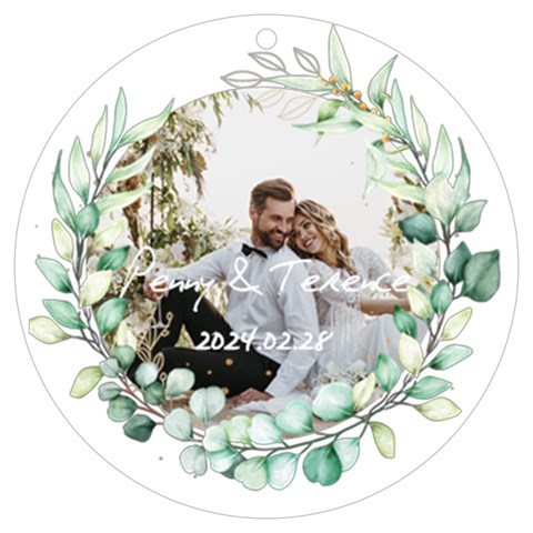 Personalized Name Photo Leaf Frame Uv Print Acrylic Ornament Round By Katy Front