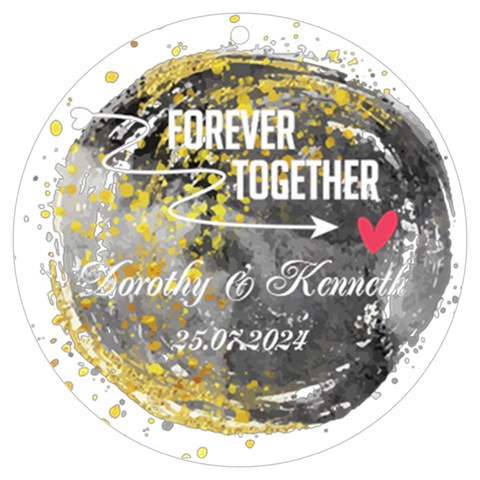 Personalized Name Water Color Forever Together Uv Print Acrylic Ornament Round By Katy Front