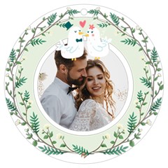 Personalized Name Photo Leaf Frame With Brids Uv Print Acrylic Ornament Round