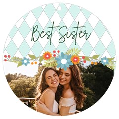 Personalized Name Photo Flower deco UV Print Acrylic Ornament Round