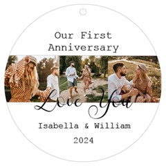 Personalized Name Three Photo UV Print Acrylic Ornament Round