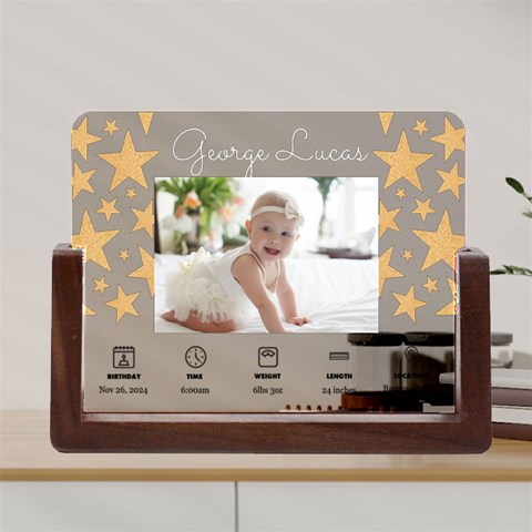 Personalized New Born Baby Star In White Box Photo Acrylic Uv Print 8  Tabletop Frame By Joe Front