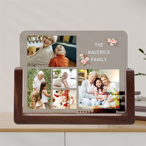 Personalized 5photo Family Name Any Text Acrylic Uv Print 8  Tabletop Frame By Joe Front