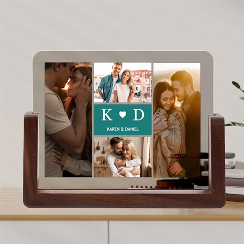 Personalized 4 Photo Couple Name Any Text Acrylic Uv Print 8  Tabletop Frame By Joe Front