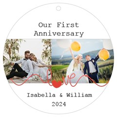 Personalized Name Photo Love Line UV Print Acrylic Ornament Round