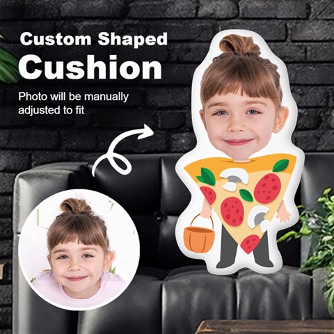 Personalized Photo In Pizza Monster Cartoon Style Custom Shaped Cushion By Joe Front