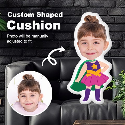 Personalized Photo In Superwoman Cartoon Style Custom Shaped Cushion By Joe Front