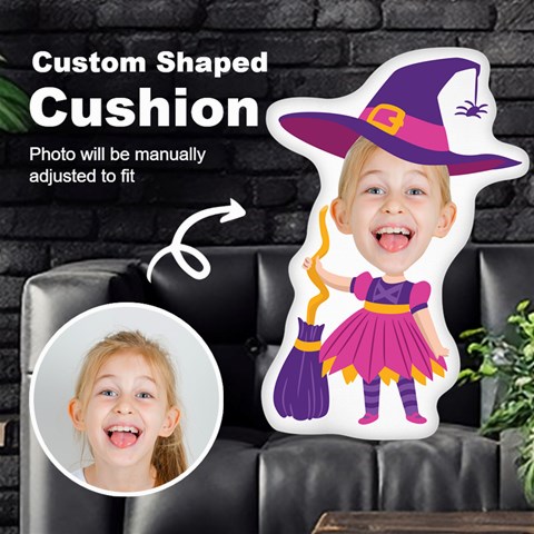 Personalized Photo In Witch Cartoon Style Custom Shaped Cushion By Joe Front