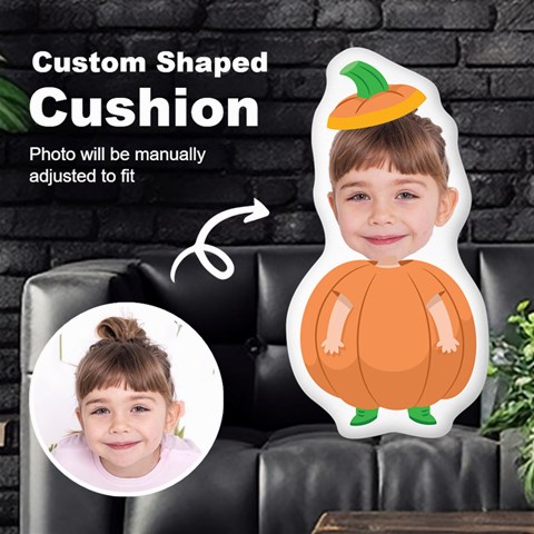 Personalized Photo In Pumpkin Monster Cartoon Style Custom Shaped Cushion By Joe Front