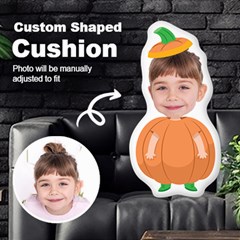 Personalized Photo In Pumpkin Monster Cartoon Style Custom Shaped Cushion