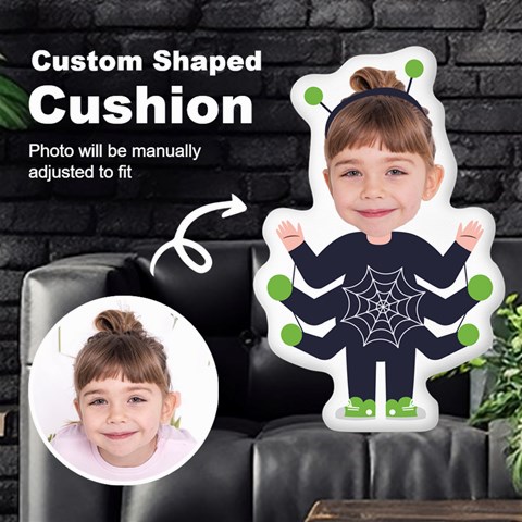 Personalized Photo In Spider Monster Cartoon Style Custom Shaped Cushion By Joe Front