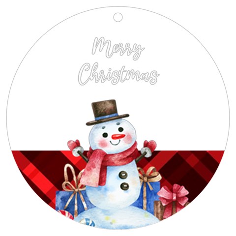 Personalized Name Checked Snowman Uv Print Acrylic Ornament Round By Katy Front