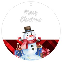 Personalized Name Checked Snowman Uv Print Acrylic Ornament Round