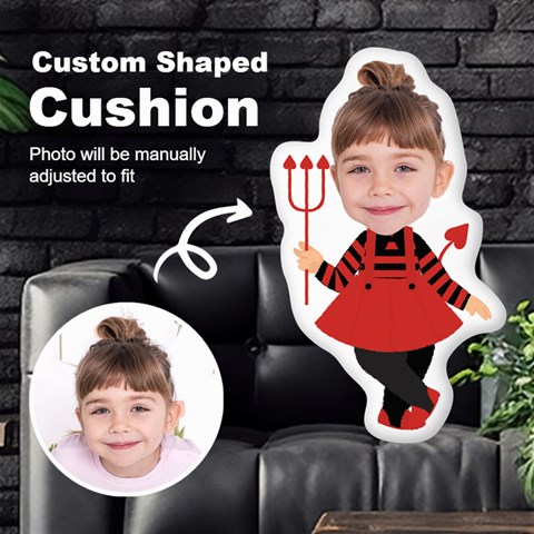 Personalized Photo In Devil Cartoon Style Custom Shaped Cushion By Joe Front