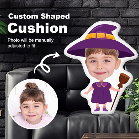 Personalized Photo In Witch2 Cartoon Style Custom Shaped Cushion By Joe Front