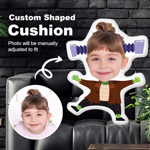 Personalized Photo In Frankenstein Cartoon Style Custom Shaped Cushion By Joe Front