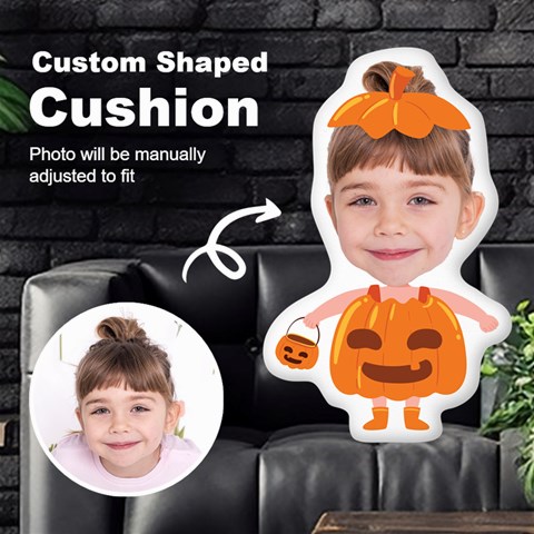 Personalized Photo In Pumpkin Monster2 Cartoon Style Custom Shaped Cushion By Joe Front