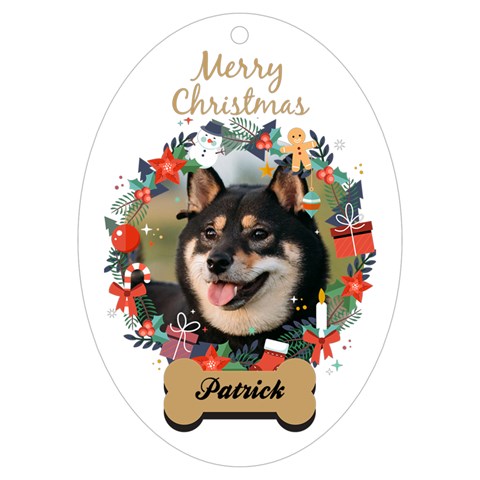 Personalized Pet Photo Name Uv Print Acrylic Ornament Oval By Joe Front