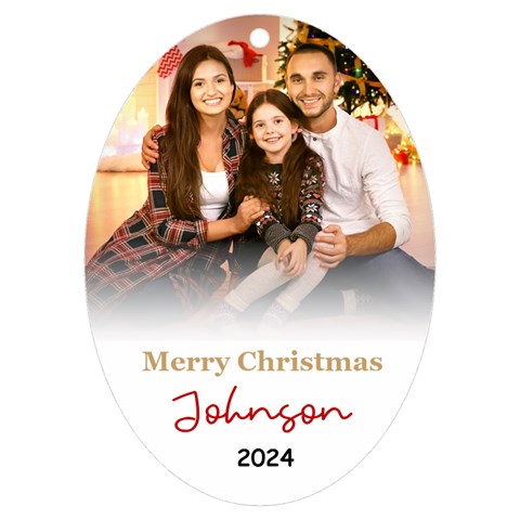 Personalized Merry Christmas Family Name Uv Print Acrylic Ornament Oval By Joe Front