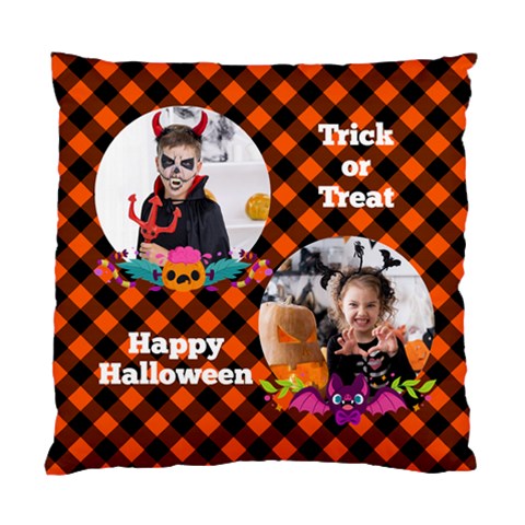 Personalized Photo Halloween Checked Pattern Standard Cushion Case By Katy Front