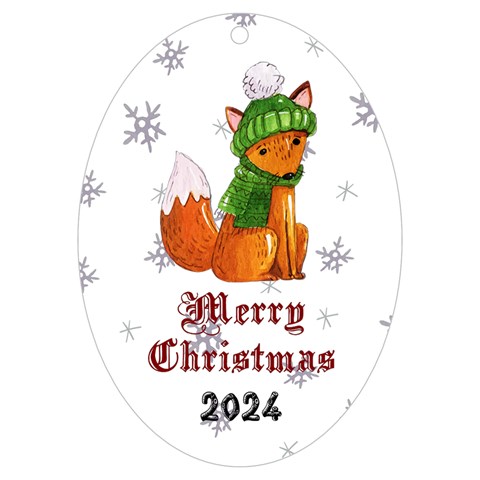 Personalized Christmas Animal Illustration Name Uv Print Acrylic Ornament Oval By Joe Front