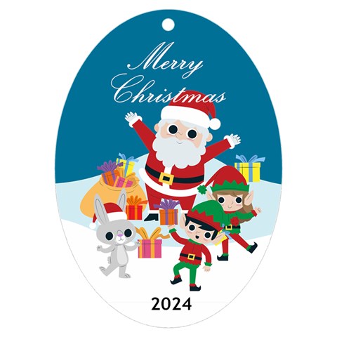 Personalized Santa Claus Illustration Name Uv Print Acrylic Ornament Oval By Joe Front