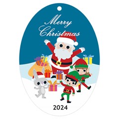 Personalized Santa Claus Illustration Name Uv Print Acrylic Ornament Oval