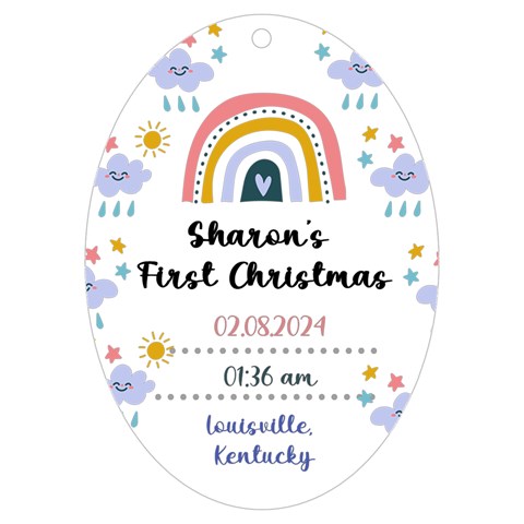 Personalized New Born Baby First Christmas Name Any Text Uv Print Acrylic Ornament Oval By Joe Front