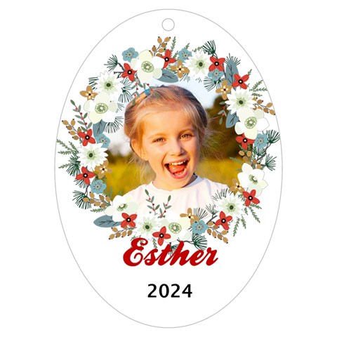 Personalized Christmas Wreath Name Any Text Photo Uv Print Acrylic Ornament Oval By Joe Front