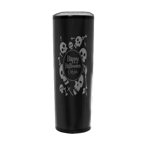 Personalized Halloween Bones Badge Name Any Text Stainless Steel Travel Tumbler By Joe Front