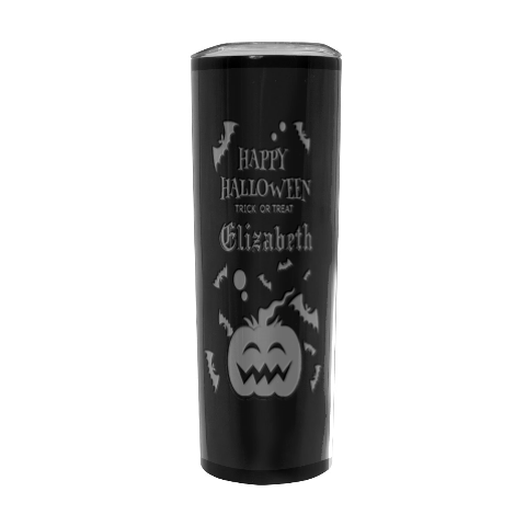 Personalized Halloween Pumpkin Bat Name Any Text Stainless Steel Travel Tumbler By Joe Front