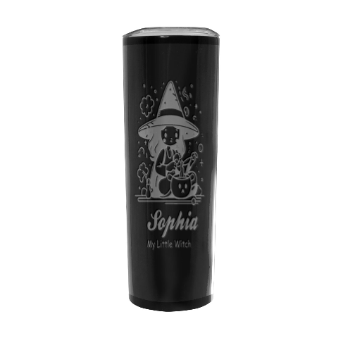 Personalized Halloween Little Girl Witch Name Any Text Stainless Steel Travel Tumbler By Joe Front