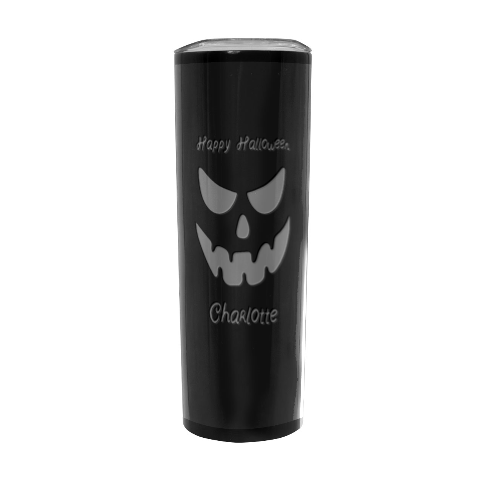 Personalized Halloween Pumpkin Face Name Any Text Stainless Steel Travel Tumbler By Joe Front