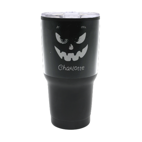 Personalized Halloween Pumpkin Face Name Any Text Thermal Travel Tumbler By Joe Front