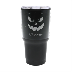 Personalized Halloween Pumpkin Face Name Any Text Thermal Travel Tumbler - 30oz Thermal Travel Tumbler