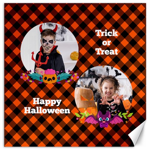 Personalized Photo Halloween Checked Pattern Canvas By Katy 19 x19.27  Canvas - 1