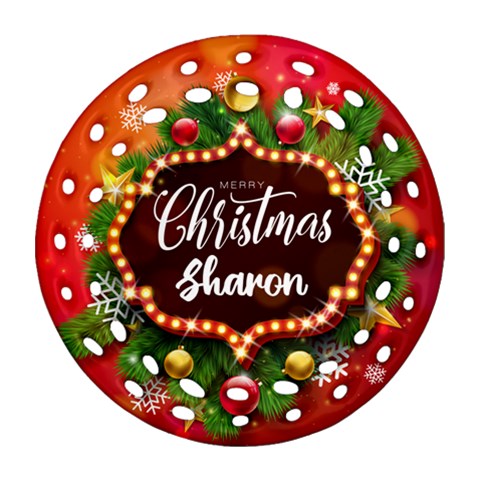 Personalized Merry Christmas Photo Name Any Text Round Filigree Ornament By Joe Back