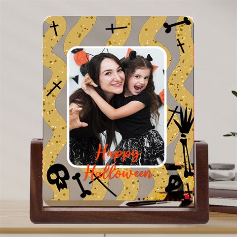 Personalized Photo Halloween Pattern Acrylic Uv Print 6  Tabletop Frame By Katy Front